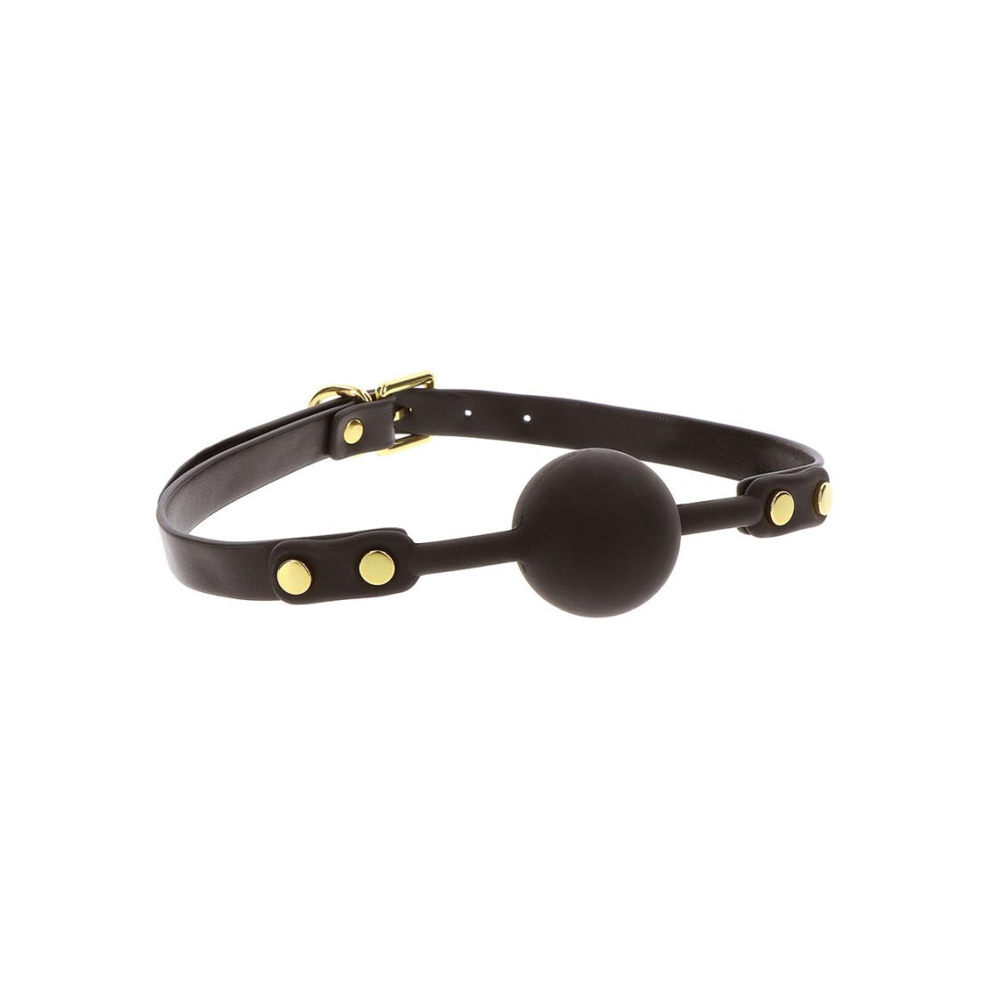 BALL GAG IN PELLE SINTETICA NERA CON BORCHIE...