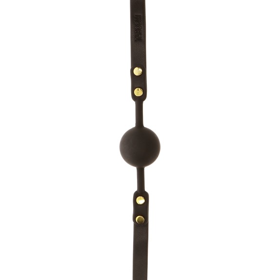 BALL GAG IN PELLE SINTETICA NERA CON BORCHIE DORATE TABOOM