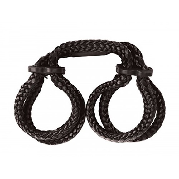 MANETTE IN CORDA MORBIDA NERA REGOLABILI PER GIOCHI DI COPPIA SEXY
