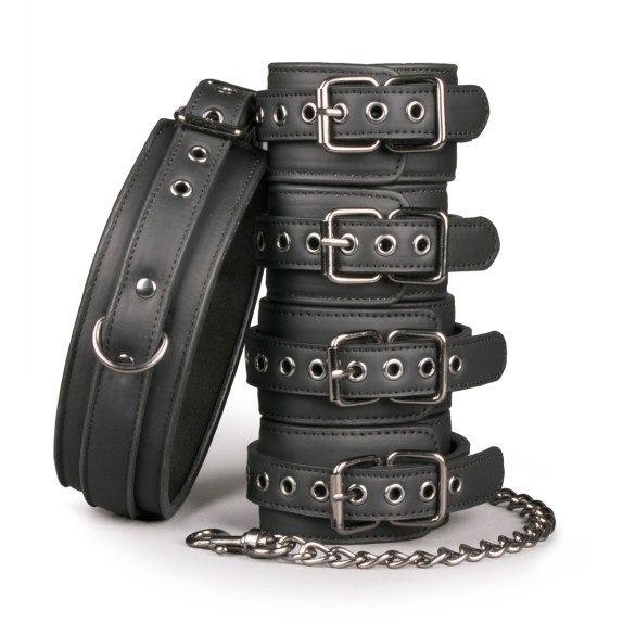 SET 6 PEZZI CON COLLARE MANETTE E CAVIGLIERE CON CATENA RESTRAINT SET