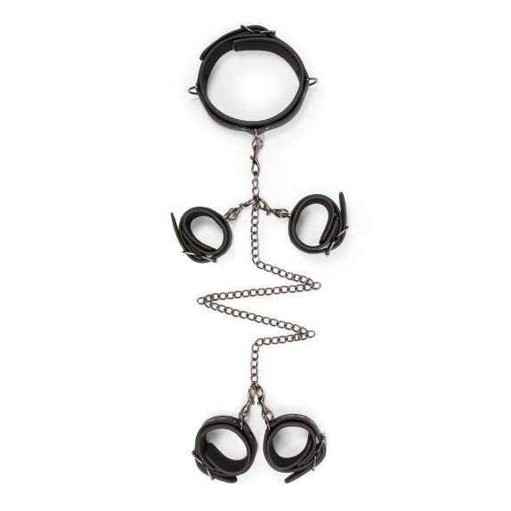 SET 6 PEZZI CON COLLARE MANETTE E CAVIGLIERE CON CATENA RESTRAINT SET