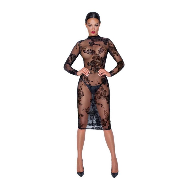 VESTITO SEXY PER DONNA TRASPARENTE CON DETTAGLI RICAMATI...
