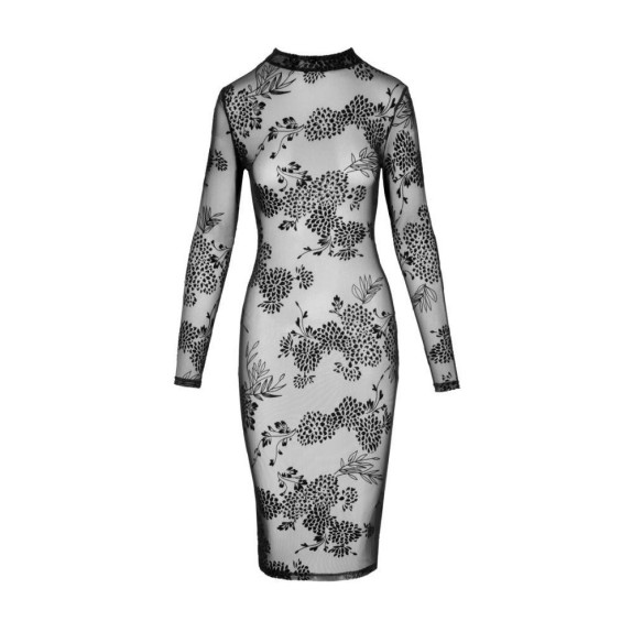 VESTITO SEXY PER DONNA TRASPARENTE CON DETTAGLI RICAMATI NOIR HANDMADE