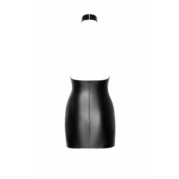 ABITO CORTO SEXY SENZA MANICHE PER DONNA IN SPANDEX LUCIDO E TULLE RICAMATO