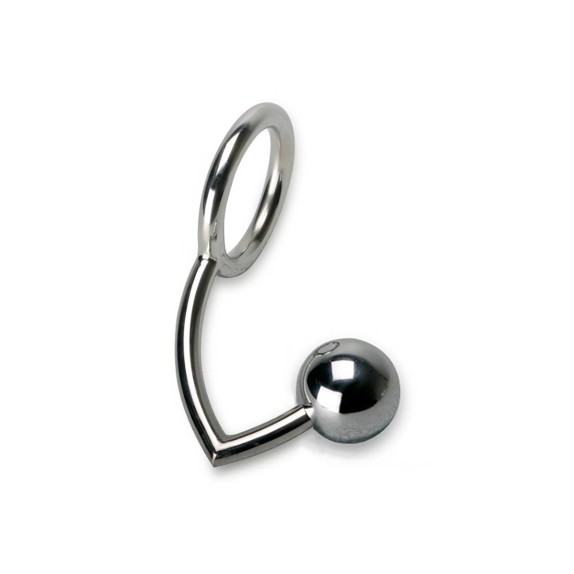 ANELLO PER PENE CON PALLINA ANALE IN ACCIAIO
