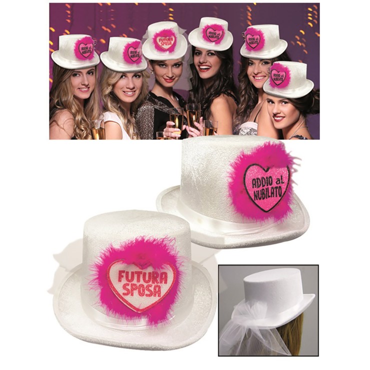 SET 6 CAPPELLI STILE COWGIRL BIANCHI PER ADDIO AL NUBILATO