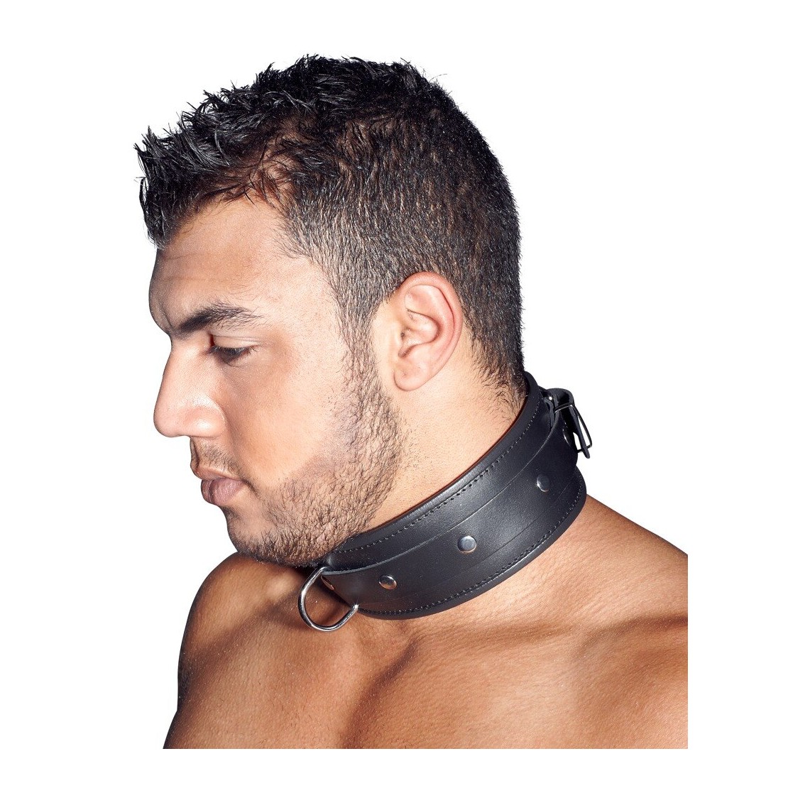 COLLARE ALTO SEXY IN CUOIO REGOLABILE CON FIBBIA