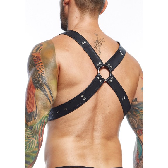HARNESS SEXY PER UOMO AD INCROCIO SUL PETTO IN FINTA PELLE REGOLABILE