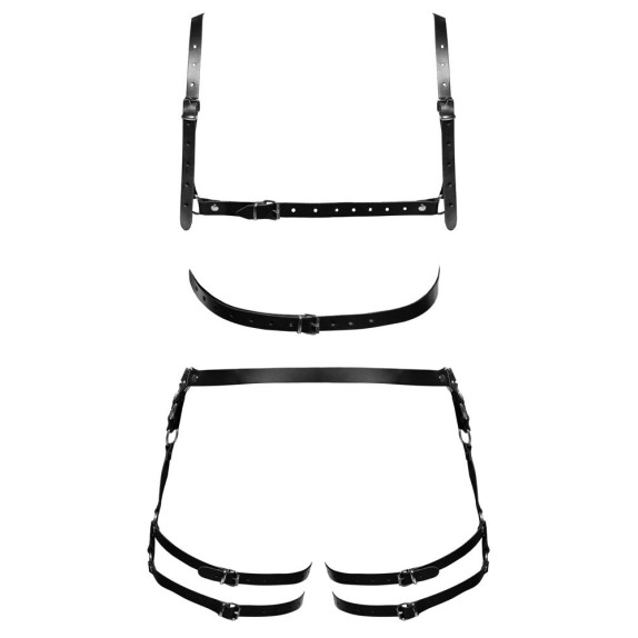 HARNESS UOMO SEXY IN PELLE SET 2 PEZZI REGOLABILE CON ANELLI METALLICI