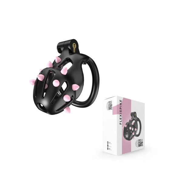 CINTURA DI CASTITA' PER UOMO CON SPUNTE STIMOLANTI E ANELLI COCK RING FLEXISPIKE