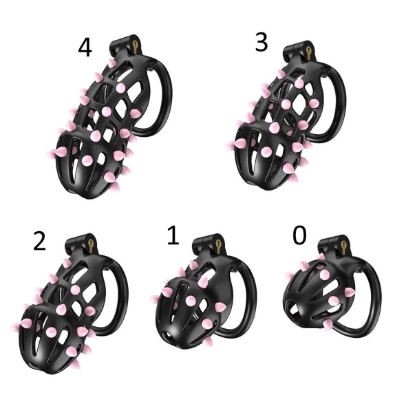 CINTURA DI CASTITA' PER UOMO CON SPUNTE STIMOLANTI E ANELLI COCK RING FLEXISPIKE