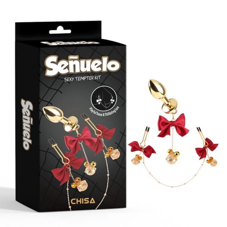KIT 2 PEZZI PINZETTE SEXY PER CAPEZZOLI E PLUG ANALE CON...