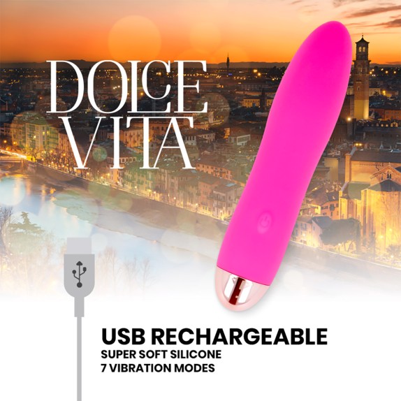 VIBRATORE LISCIO SEX TOY PER DONNA RICARICABILE IN SILICONE DOLCE VITA