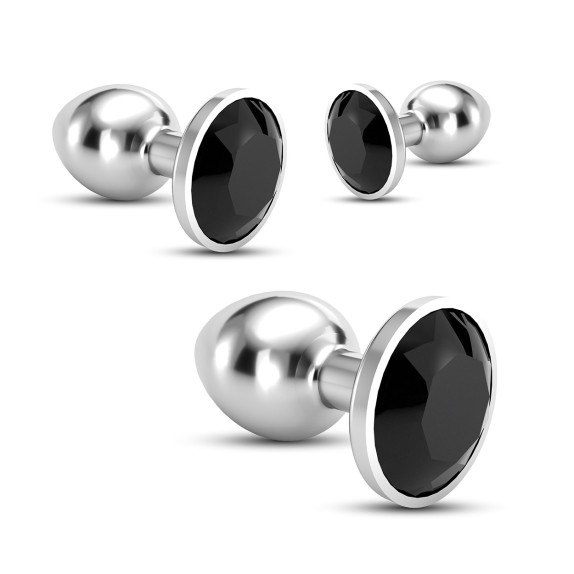 copy of SET 3 PEZZI DI PLUG ANALI CON GIOIELLO NERO IN METALLO VARIE MISURE