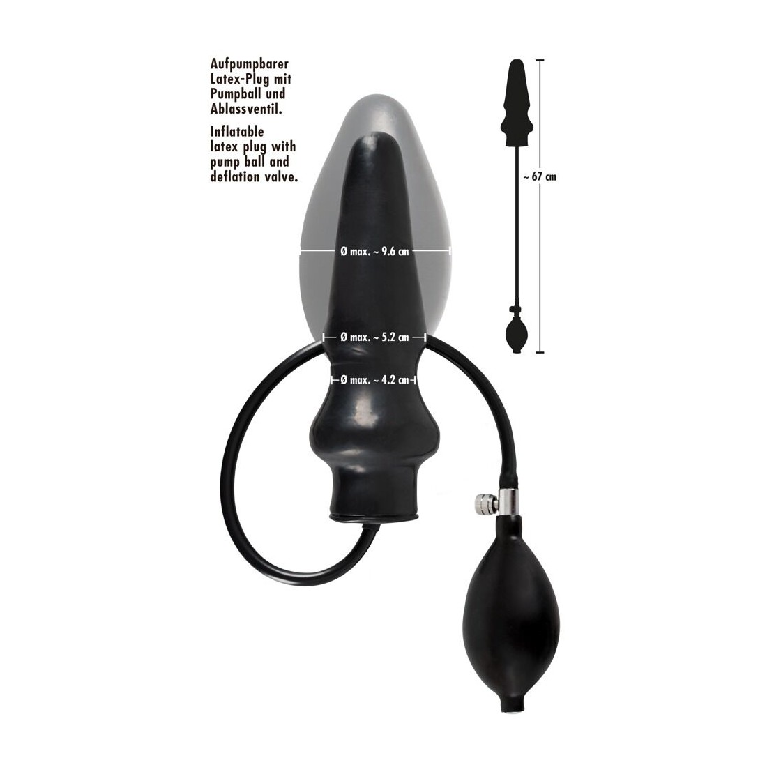 TAPPO ANALE IN LATEX GONFIABILE NERO