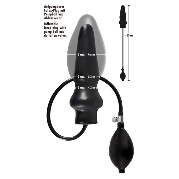 TAPPO ANALE IN LATEX GONFIABILE NERO
