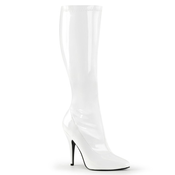 STIVALI SEXY IN VERNICE BIANCA SOTTO AL GINOCCHIO TACCO 12 CM