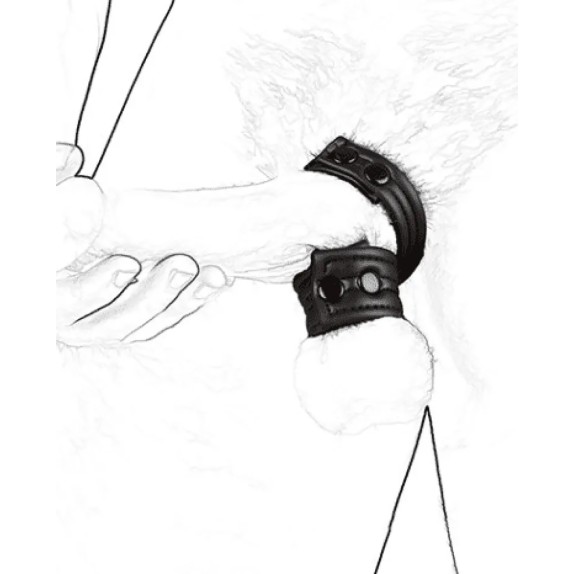 ANELLO DOPPIO PER PENE  IN NEOPRENE NERO CON BOTTONI