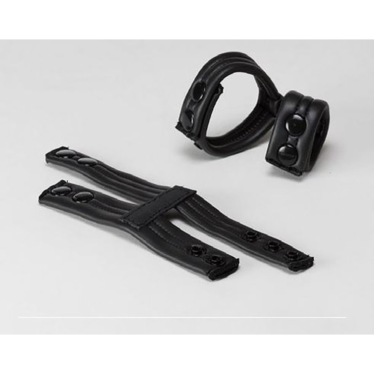 ANELLO DOPPIO PER PENE  IN NEOPRENE NERO CON BOTTONI