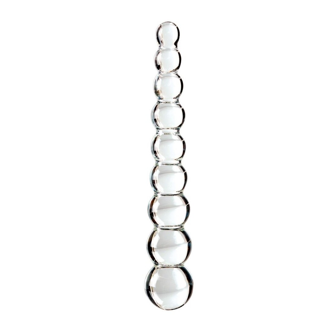 DILDO IN VETRO CON PALLINE ICICLES TRASPARENTE