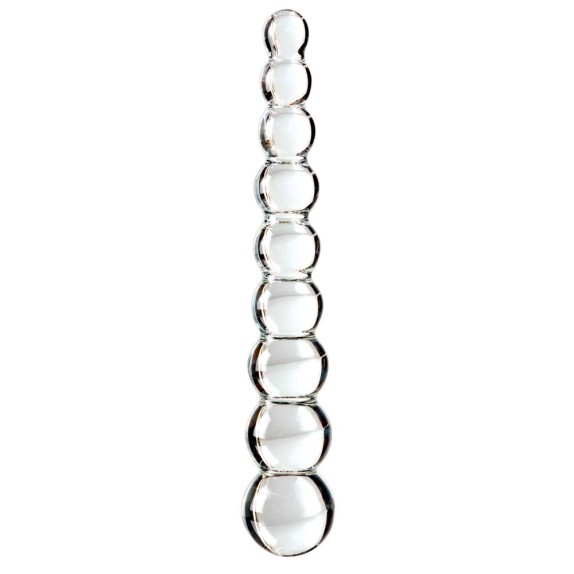 DILDO IN VETRO CON PALLINE ICICLES TRASPARENTE