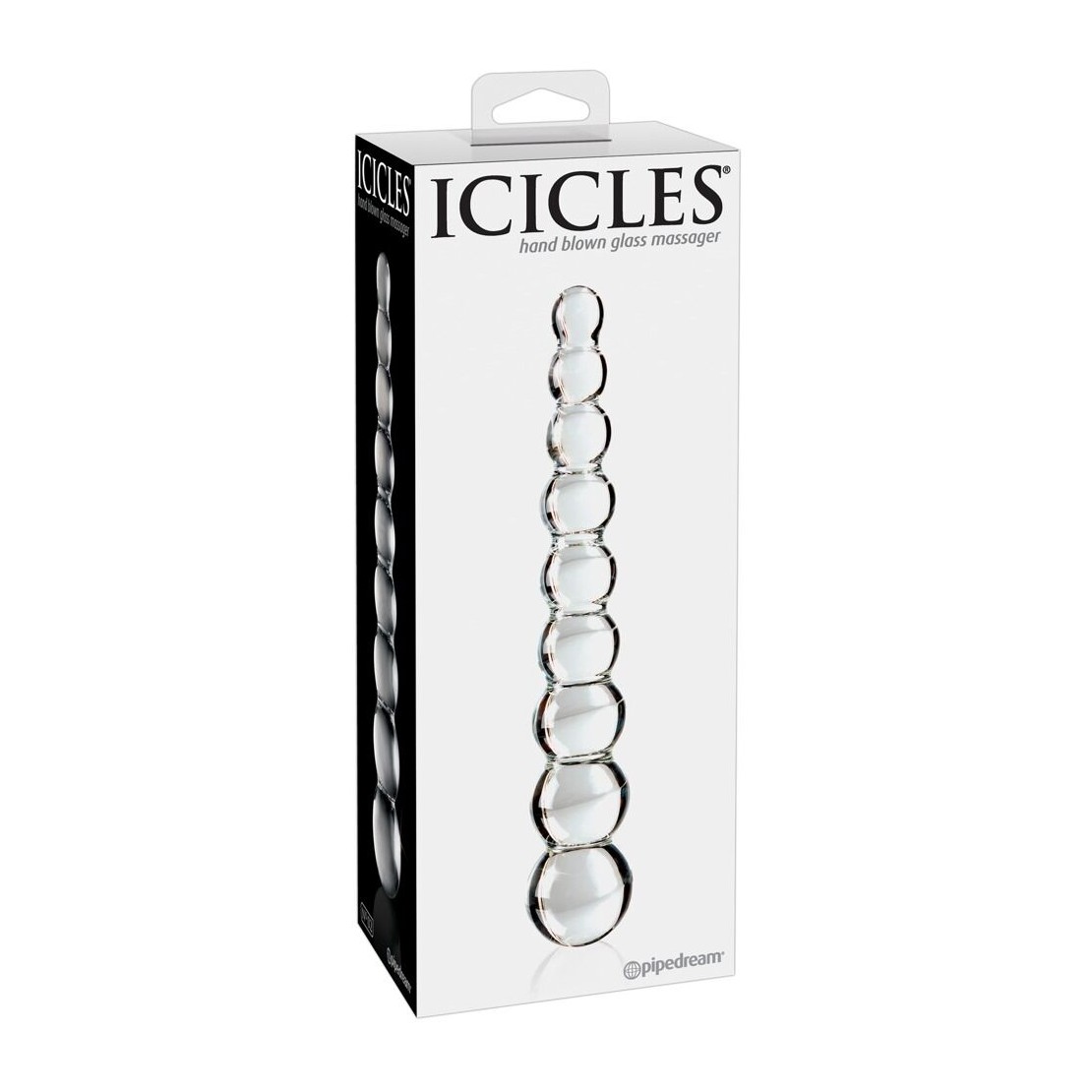 DILDO IN VETRO CON PALLINE ICICLES TRASPARENTE