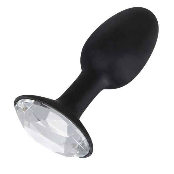 BUTT PLUG DIAMOND IN SILICONE NERO CON PIETRA TAGLIA S