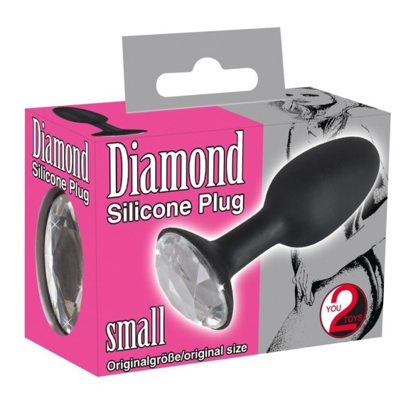 BUTT PLUG DIAMOND IN SILICONE NERO CON PIETRA TAGLIA S