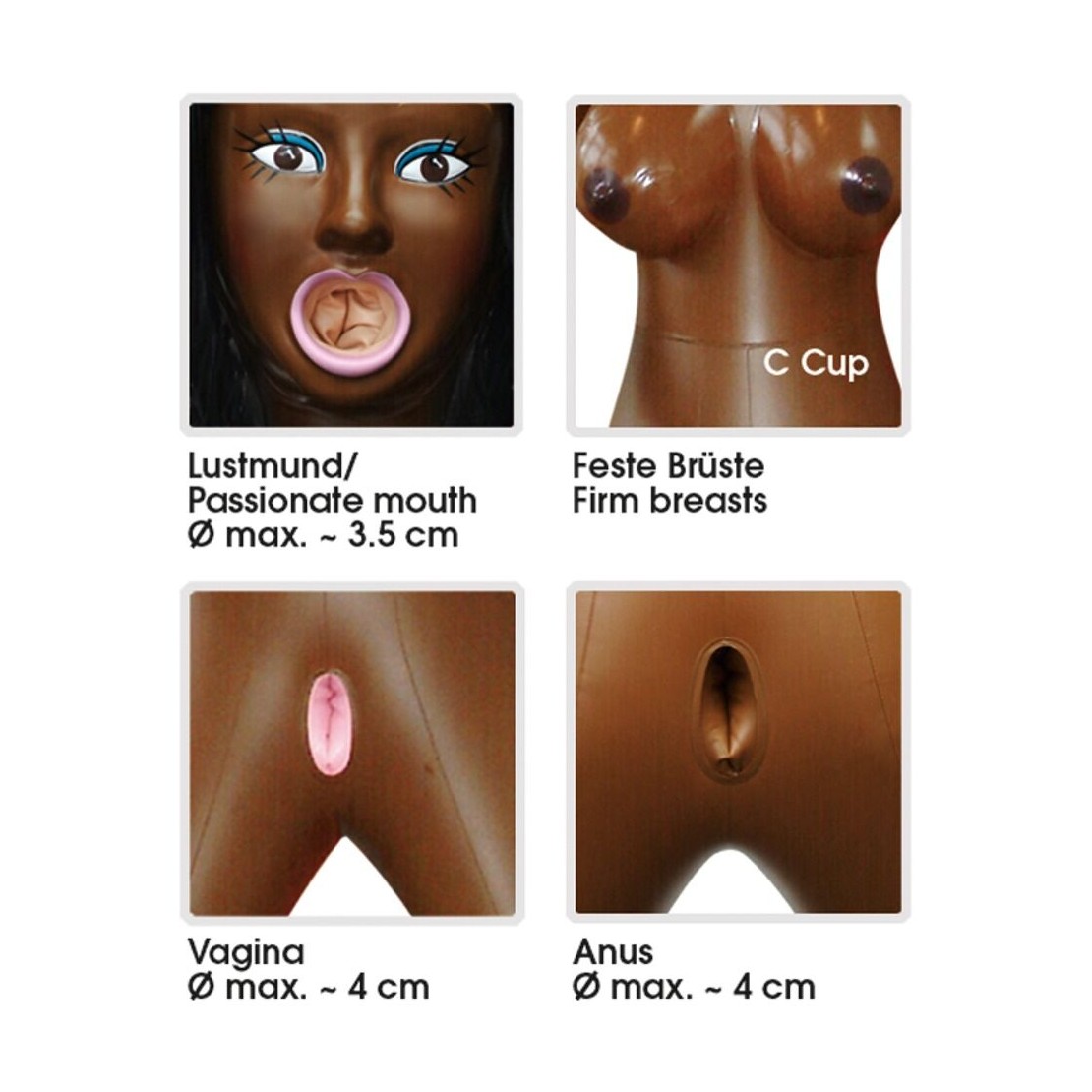 BAMBOLA GONFIABILE PELLE SCURA TYRA