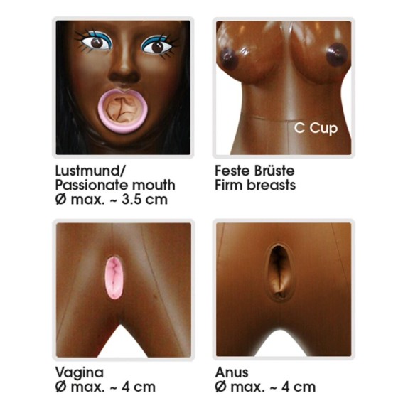 BAMBOLA GONFIABILE PELLE SCURA TYRA