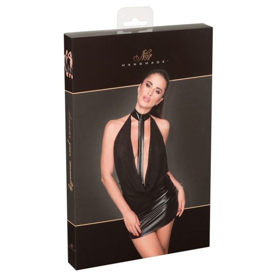 ABITO CORTO SEXY PER DONNA SCOLLATO CON COLLARE E STRASS