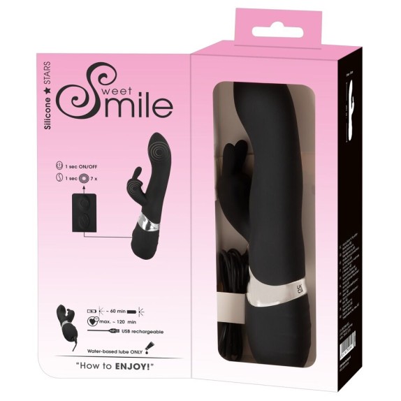 SEX TOY RABBIT BLACKY CON CARICABATTERIE IN SILICONE 7 VIBRAZIONI