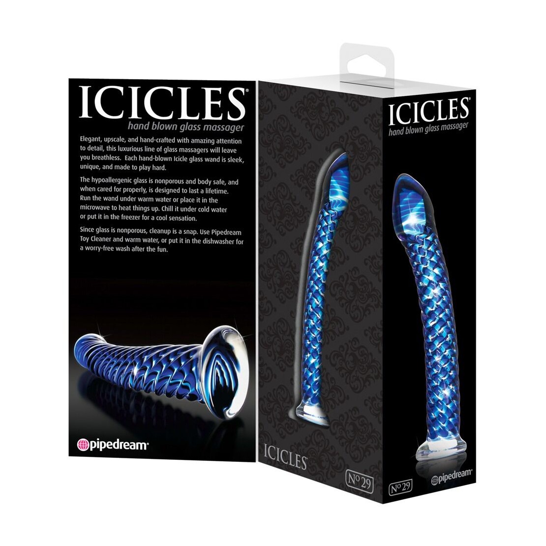 DILDO IN VETRO BLU SEX TOY CON RILIEVI