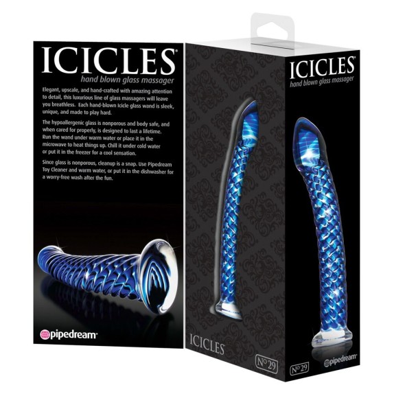 SEX TOY DILDO IN VETRO BLU SEX TOY CON RILIEVI