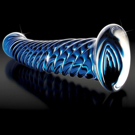 SEX TOY DILDO IN VETRO BLU SEX TOY CON RILIEVI