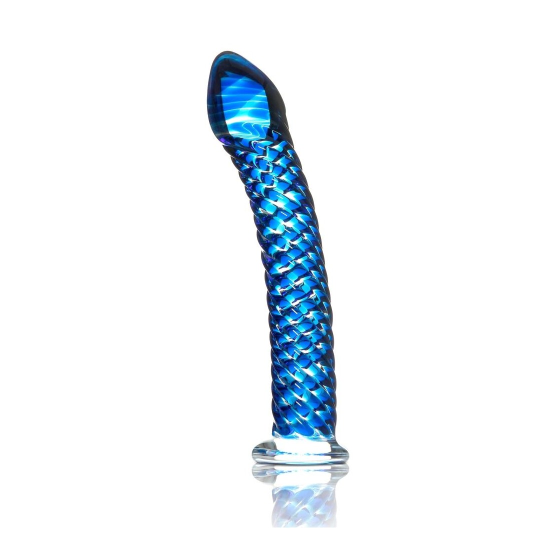 SEX TOY DILDO IN VETRO BLU SEX TOY CON RILIEVI