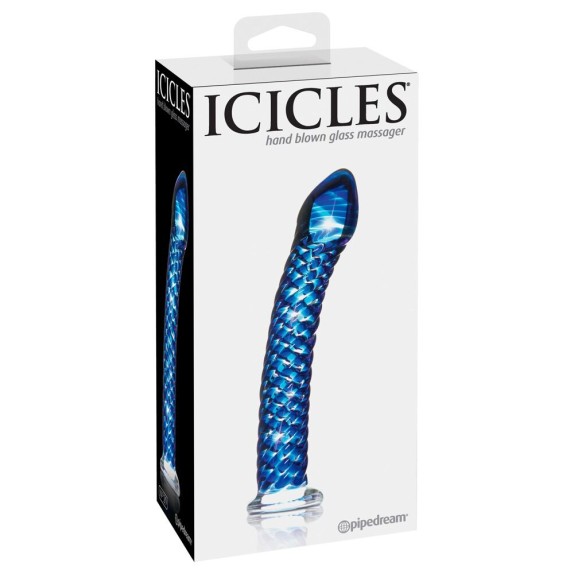 SEX TOY DILDO IN VETRO BLU SEX TOY CON RILIEVI