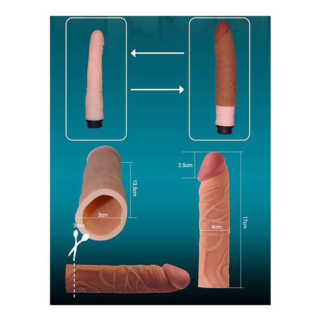 PROLUNGA FALLICA PER PENE SEX TOY CM. 17