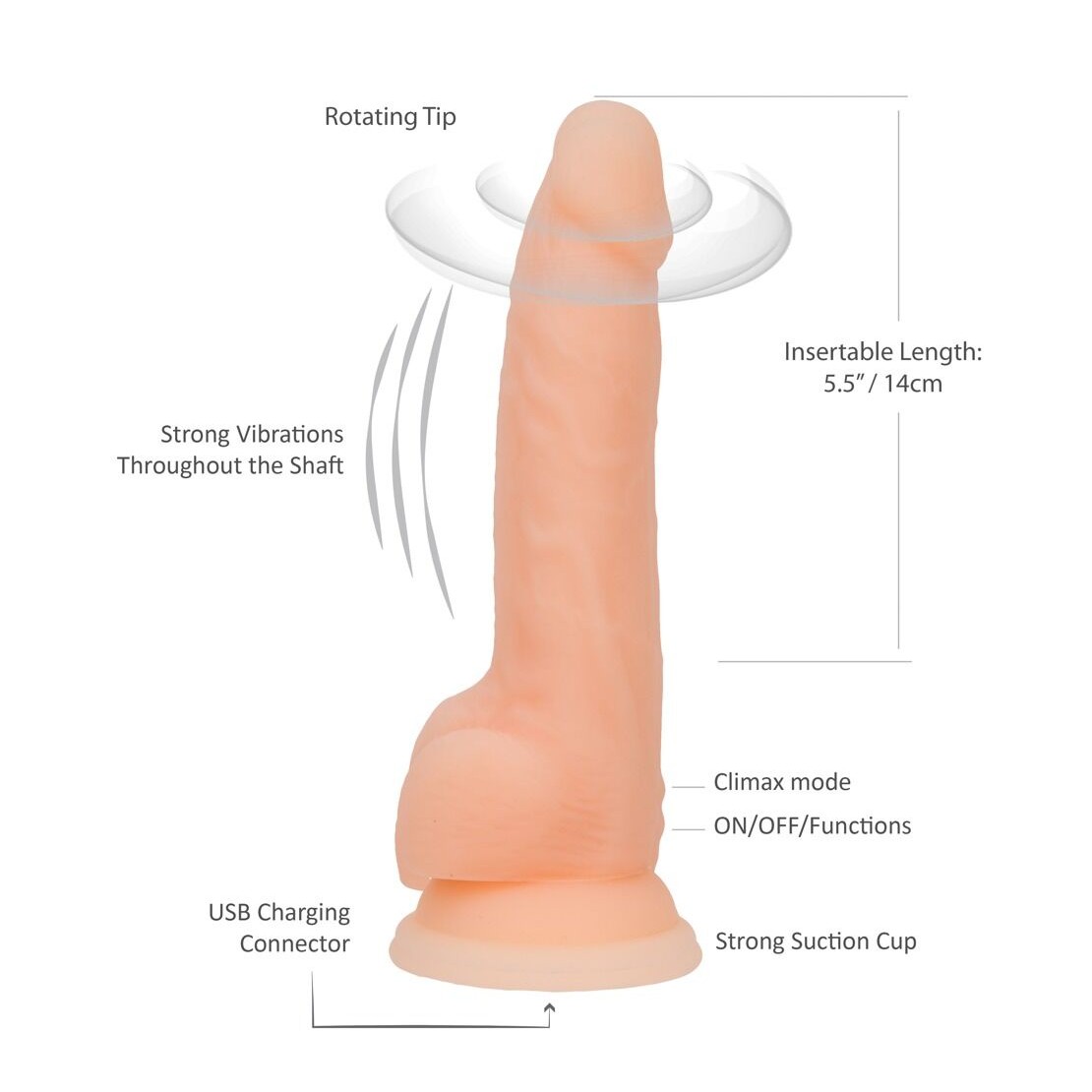 VIBRATORE REALISTICO ROTANTE SEX TOY CM. 20