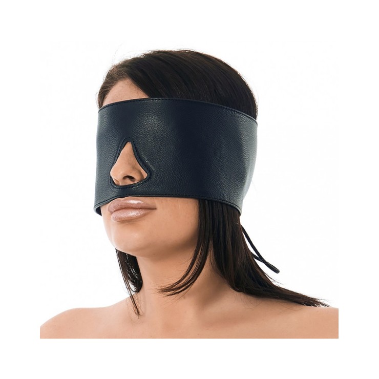 MASCHERA BDSM IN PELLE REGOLABILE CON APERTURA PER IL...
