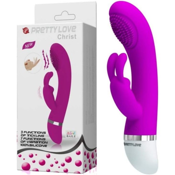 VIBRATORE RABBIT CON RICERCA PUNTO G IN SILICONE SEX TOY CHRIST