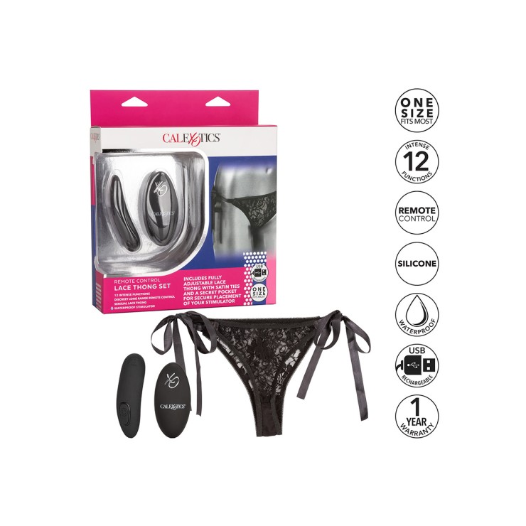 VIBRATORE CLITORIDEO CON TELECOMANDO SEX TOY LACE THONG SET 2