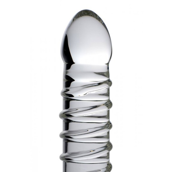 DILDO IN VETRO CON RILIEVI A SPIRALE SEX TOY PER FISTING MASTER SERIES
