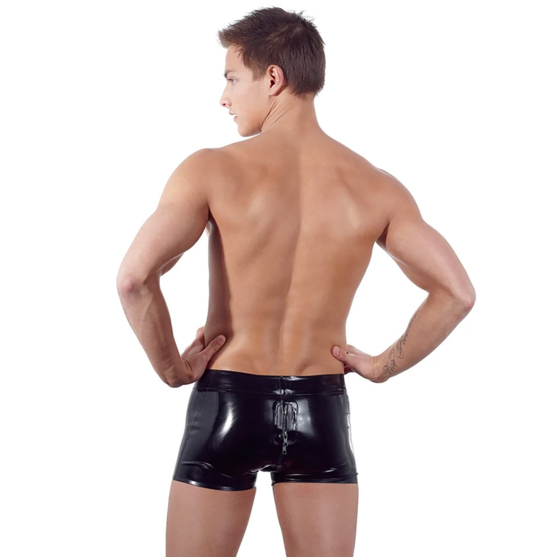 PANTALONCINO SEXY IN LATEX PER UOMO CON CERNIERA