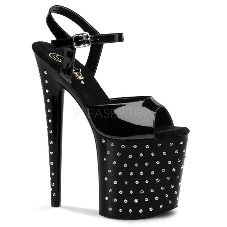 SANDALI SEXY TACCO 20 CM CON CINTURINO E STRASS