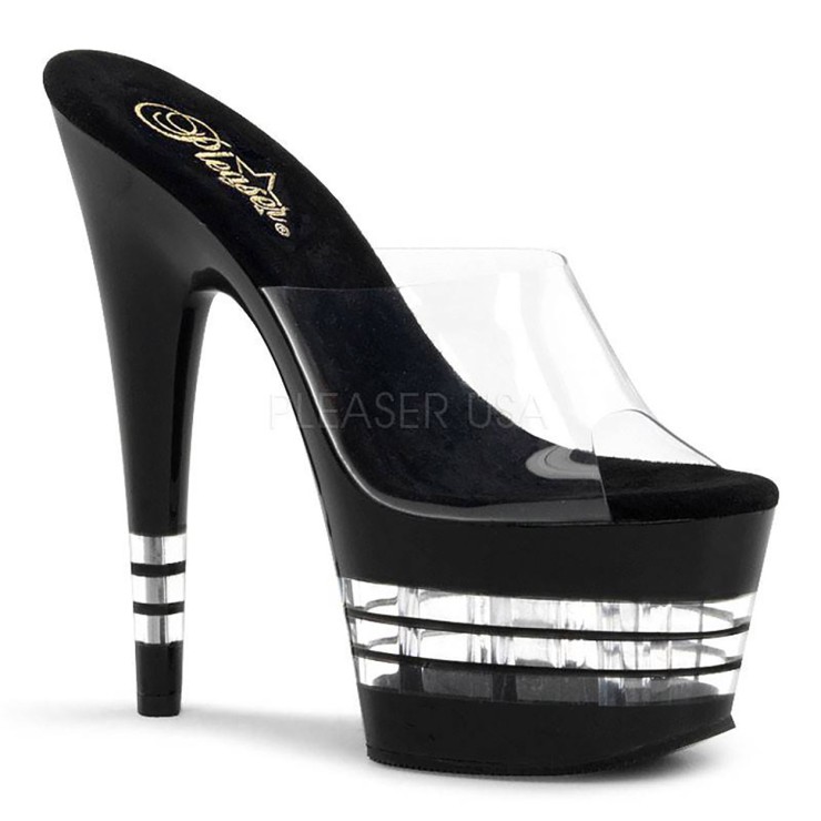 SANDALI TACCO ALTO 17.5 CM NERO CON LINEE