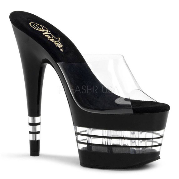 SANDALI TACCO ALTO 17.5 CM NERO CON LINEE
