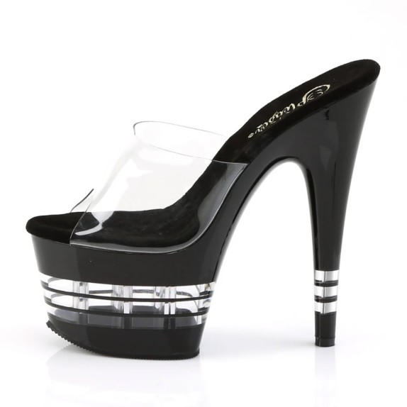 SANDALI TACCO ALTO 17.5 CM NERO CON LINEE