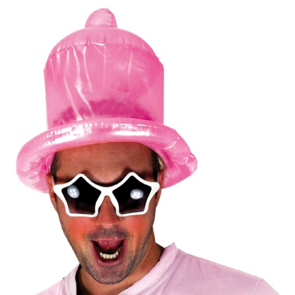 CAPPELLO SCHERZOSO A FORMA DI PRESERVATIVO ROSA GONFIABILE