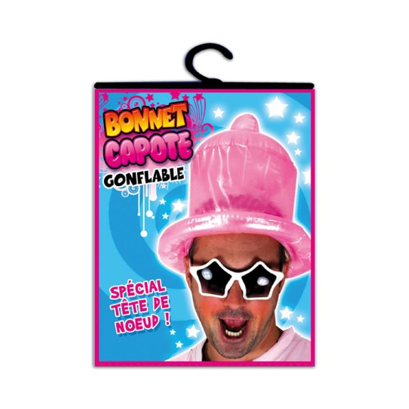 CAPPELLO SCHERZOSO A FORMA DI PRESERVATIVO ROSA GONFIABILE